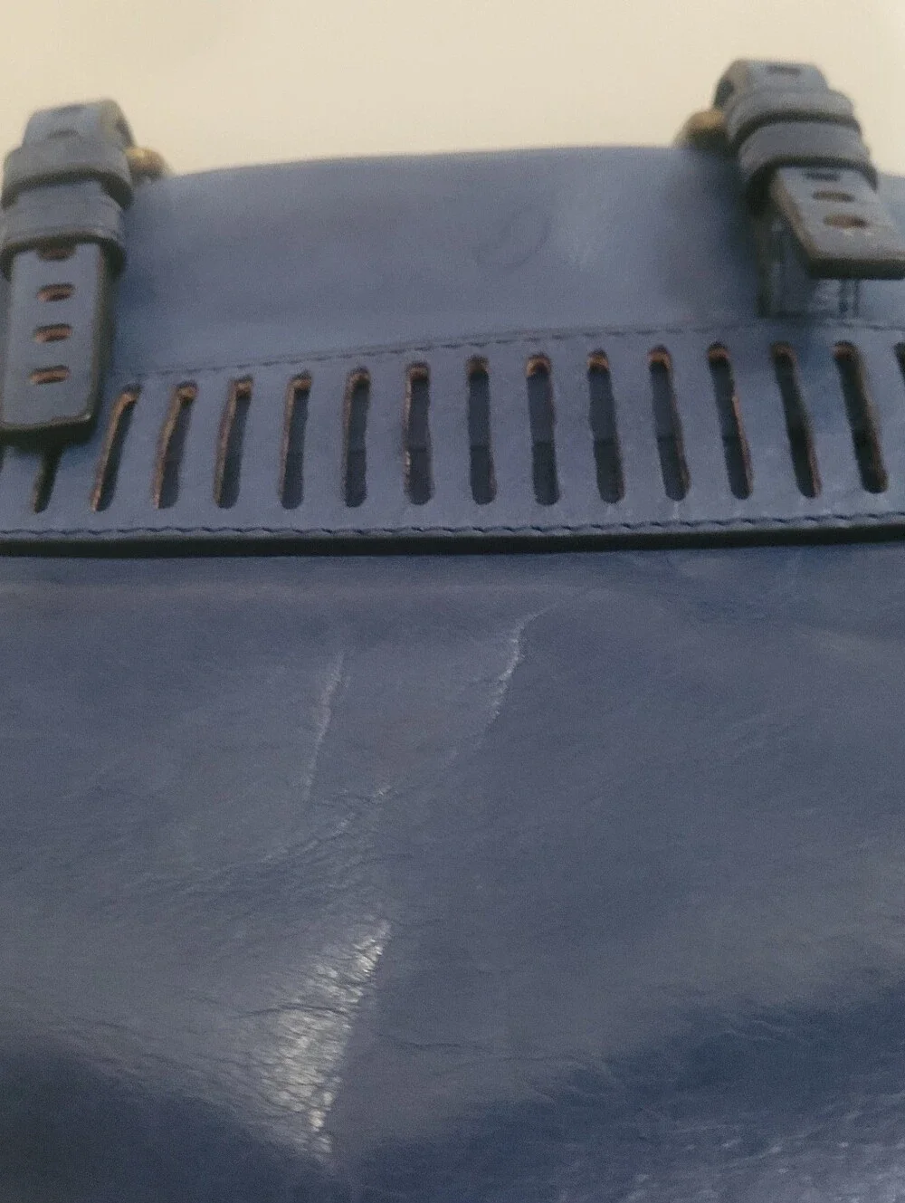 Joelle Hawkins Leather Handbag Blue Preowned.